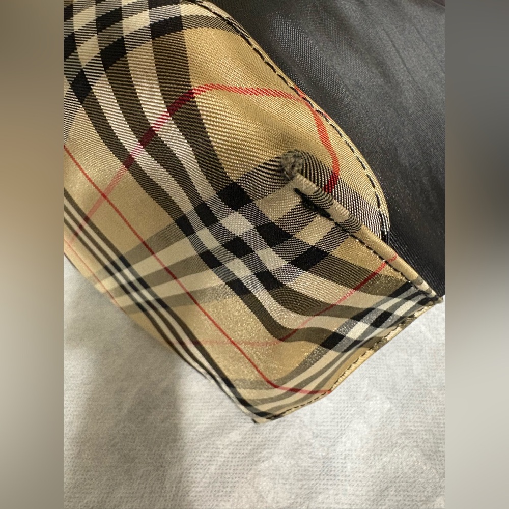 Burberry Black Tote with Check Trim and Brown Handles - Picture 9 of 16